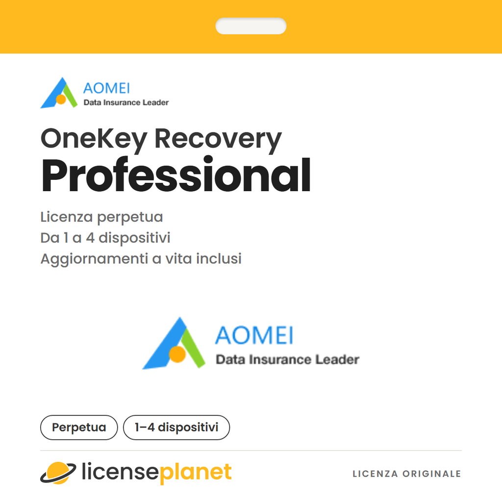AOMEI OneKey Recovery Professional, aggiornamenti a vita