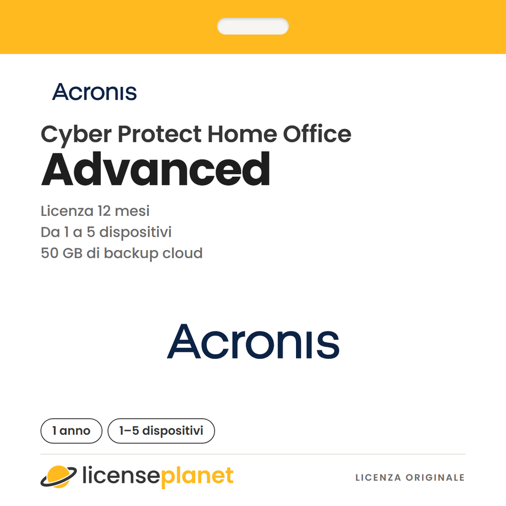 Acronis Cyber Protect Home Office Advanced 50 GB Cloud Storage